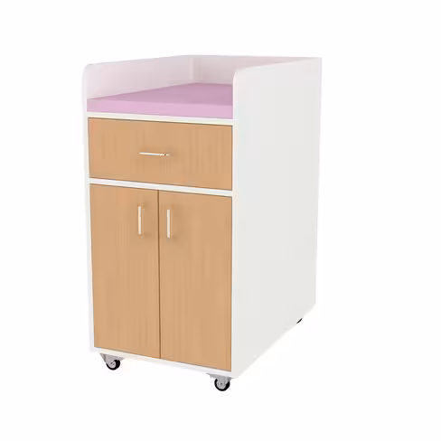 Meuble de change compact à roulettes