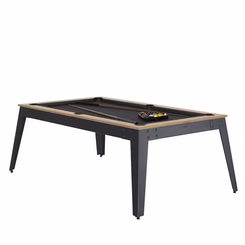Billard d'intérieur Steel Chêne sablé - pieds gris - drap gris ardoise