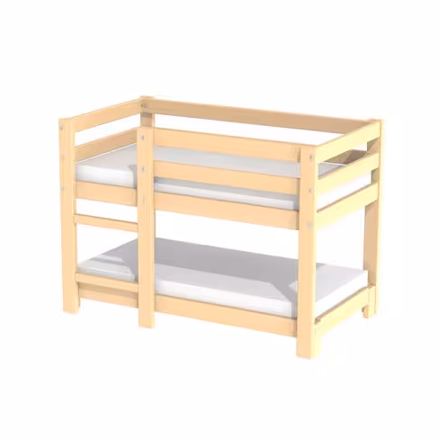 Ensemble complet lit surélevé et couchette amovible 120 x 60 cm - hêtre naturel - l'unité