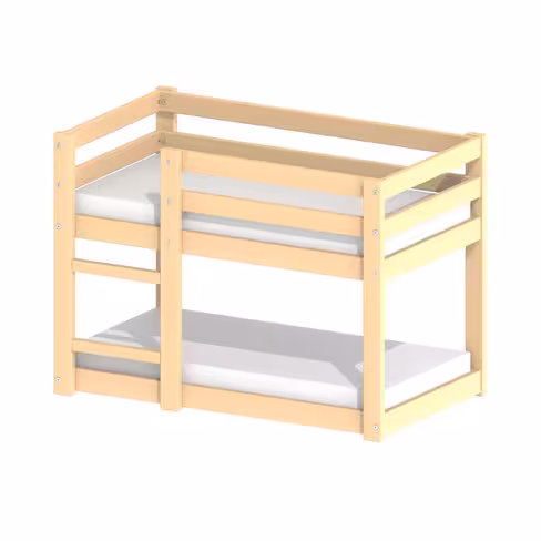 Lit double monobloc 120 x 60 cm - hêtre naturel - l'unité - livré avec matelas
