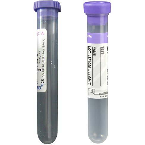 Tube Edta tri potassique avec bouchon caoutchouc Ø 13x75 mm Tube 3 ml x 50