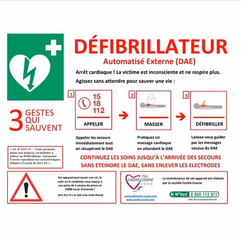 Panneau A3 '3 gestes qui sauvent' [distribué par D-Sécurité]