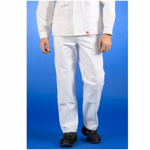Pantalon poches genouillères - 103CR4 - DMD - 100% coton croisé retors - blanc - taille au choix