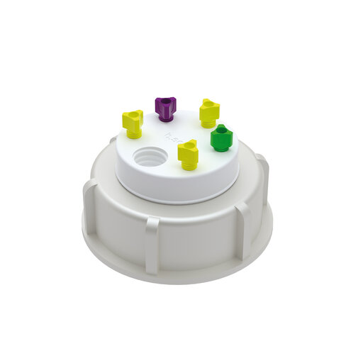 Bouchon S65 de récupération de déchets avec 1 raccord GL14 et 5 raccords capillaires