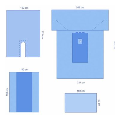Trousse d'extrémité avec champ spunlace 221/269 x 326 cm - 1 carton de 6
