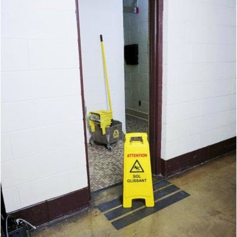 Panneau sur pied entree interdite en PP blanc hauteur 660 mm