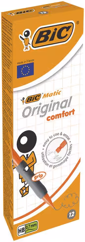 Porte-mine 0,7 mm Bic Matic Original Comfort Grip - matelassé - embout gomme - 3 mines - boîte de 12