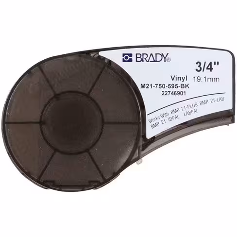 Etiquette vinyle noir m21-750-595-bk 19,05 mm longueur 6,40m