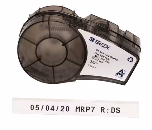 Etiquette b-488 blanc polyester 9,5 mm x 6,4 m