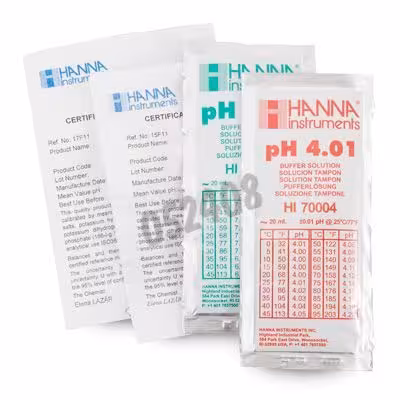 Solutions tampons ph 4 et 7 sachet de 20 ml analyse 5 pcs de chaque