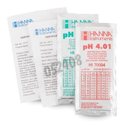 Solutions tampons ph 4 et 7 sachet de 20 ml analyse 5 pcs de chaque