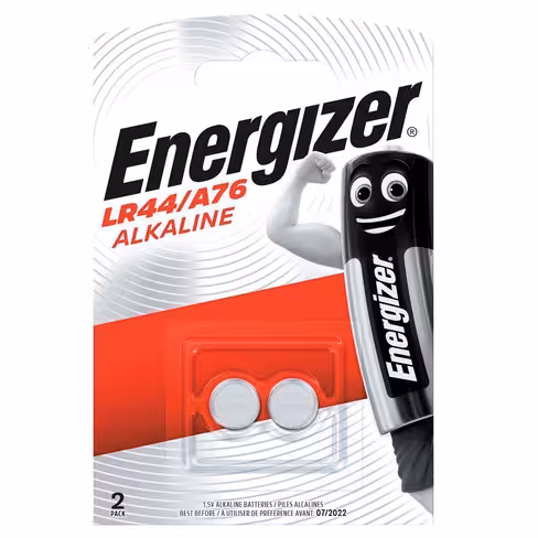 Pile bouton alcaline Energizer LR44/A76 - 1,5 V - lot de 2