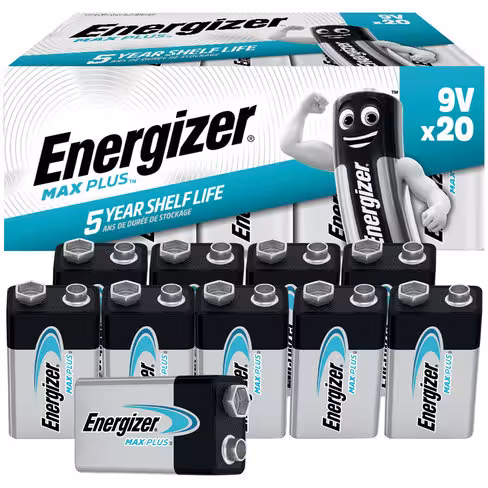 Pile alcaline Energizer - Max Plus 9 V - lot de 20