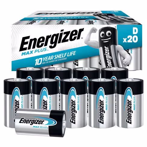 Pile alcaline Energizer - Max Plus advanced D LR20 - lot de 20
