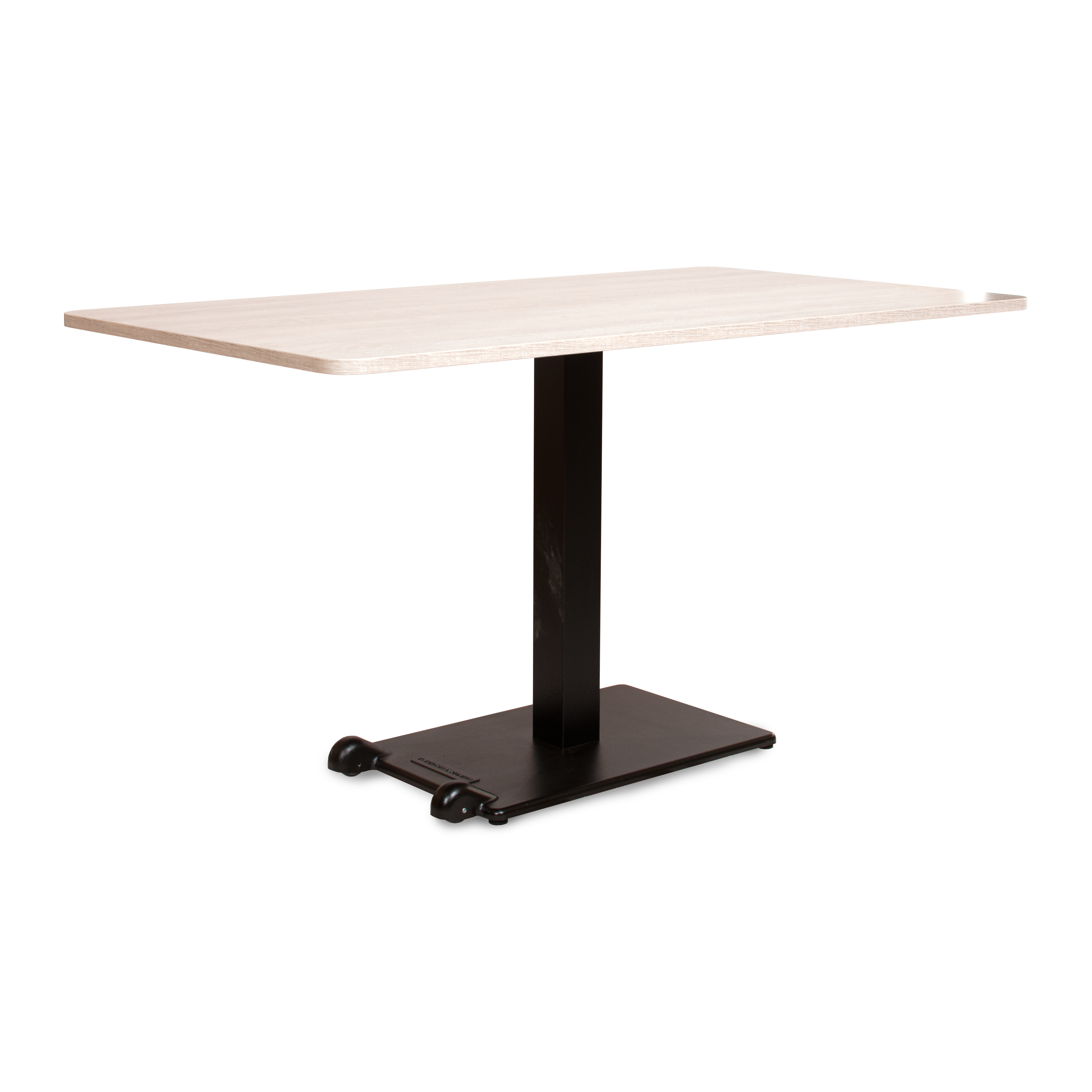 Table Ziiit - 120 x 90 cm - plateau stratifié antibactérien chant ABS - piétement central acier embase fonte