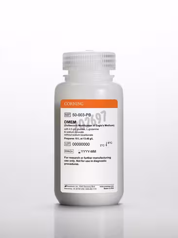 DMEM poudre avec Glucose 4,5 g/L L-Glutamine et Pyruvate de Sodium sans Bicarbonate de Sodium 10 L