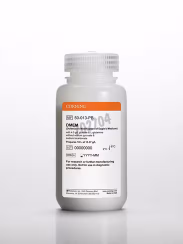 DMEM poudre avec Glucose 4,5 g/L L-Glutamine sans Pyruvate de Sodium et Bicarbonate de Sodium 10 L