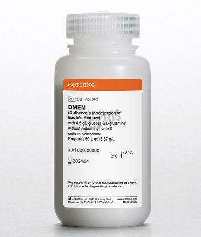 DMEM poudre avec Glucose 4,5 g/L L-Glutamine sans Pyruvate de Sodium et Bicarbonate de Sodium 50 L