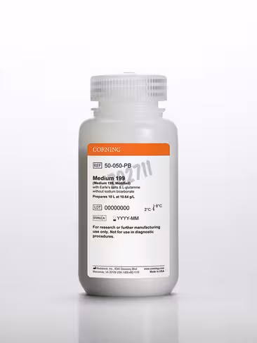 Milieu 199 (Modifié) poudre avec sels de Earle et L-Glutamine sans Bicarbonate de Sodium 10 L