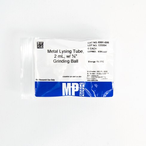 Metal Lysing Tube 2 mL w/ Grinding Ball 6 pcs