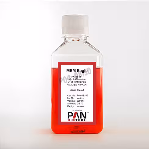 Mem eagle avec ebss sans l-glutamine avec 25mm hepes et 2.2g/l nahco3 500 ml