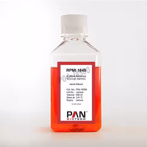 Rpmi 1640 avec glutamine stable rouge de phenol et 2.0g/l nahco3 500 ml