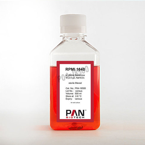 Rpmi 1640 avec glutamine stable rouge de phenol et 2.0g/l nahco3 500 ml