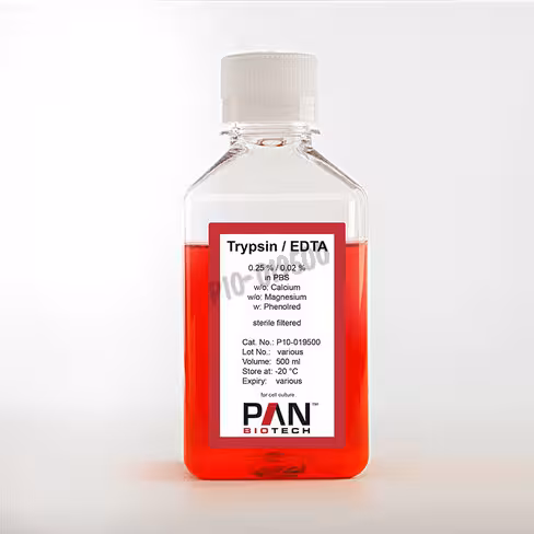 Trypsine 0.25% edta 0.02% dans pbs sans ca,mg avec rouge phenol 500 ml