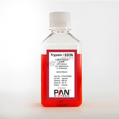 Trypsine 0.25% edta 0.02% dans pbs sans ca,mg avec rouge phenol 500 ml