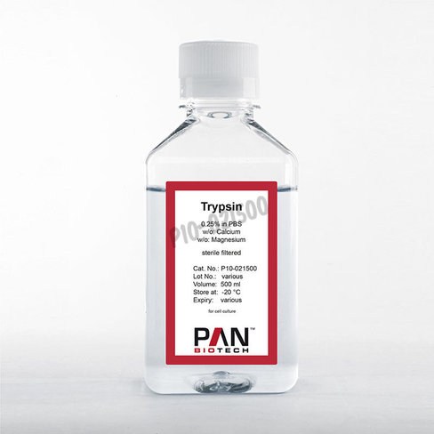Trypsine 0.25% dans pbs sans ca et mg sans rouge phenol 500 ml