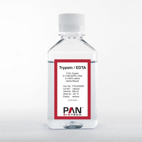 Trypsine 0.05% edta 0.02% dans pbs sans ca,mg avec rouge phenol 100 ml