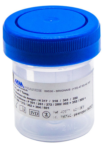 Flacons 20 ml - 10 ml de formol tamponné 4 % M/V ou 10 % V/V Capes BLEUES