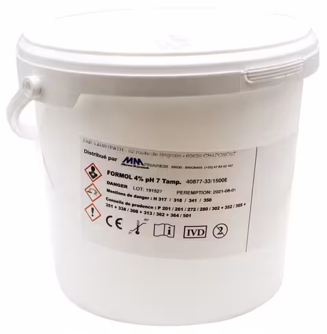 Seau 3000 ml contenant 1500 ml Formol tamponné 4 % M/V ou 10 % V/V x 5 seaux