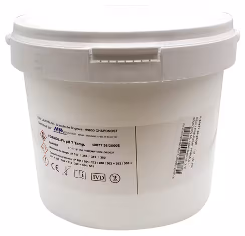 Seau 5000 ml contenant 2500 ml Formol tamponné 4 % M/V ou 10 % V/V x 5 seaux