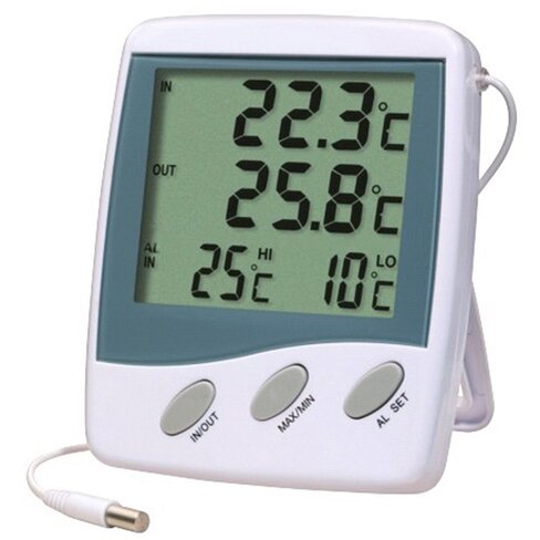 Thermomètre digital int.ext. - Sonde NTC embout inox - Alarme T° - Grand affichage + Ralentisseur thermique x1