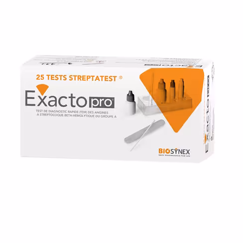 BIOSYNEX STREPTATEST - Test de diagnostic rapide des angines à Streptocoque bêta-hémolytique du Groupe A 25 bandelettes