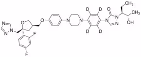 Posaconazole-d4 solution, 1.0 mg/ml in methanol, certified reference material, cerilliant(r) 1 ampoule de1 ml