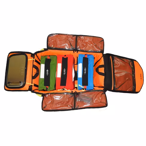 Station de travail médicale textile SUV 60H - moyenne capacité - bleu - 3 grandes trousses de soins amovibles