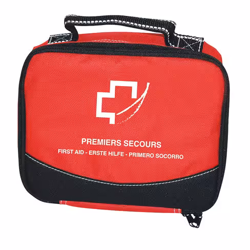 Trousse de secours équipée pour brûlure - rouge et noir