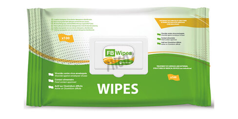 Fb wipes lingettes detergentes desinfectantes 18x20cm pack de 100x12