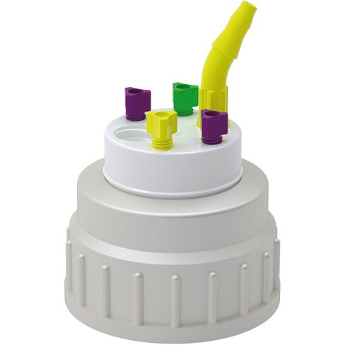 Bouchon B53 de récupération de déchets avec 1 raccord GL14, 1 raccord olive et 4 Raccord capillaire