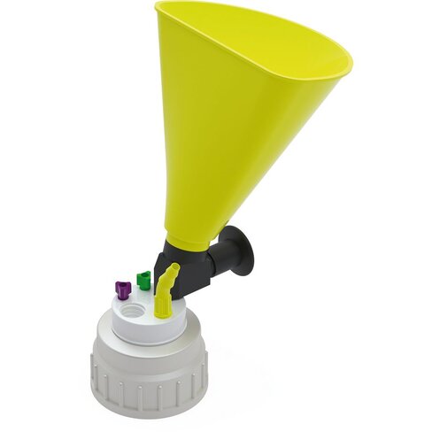 Bouchon B53 de récupération de déchets avec 1 entonnoir à poignée 1 raccord GL14, 1 raccord olive