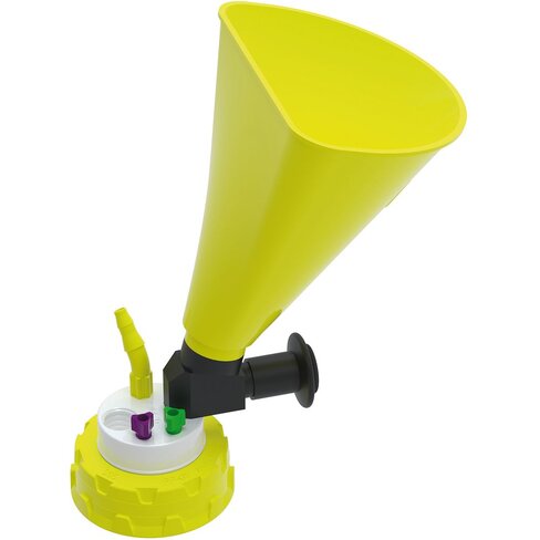 Bouchon S55 de récupération de déchets avec 1 entonnoir à poignée 1 raccord GL14, 1 raccord olive