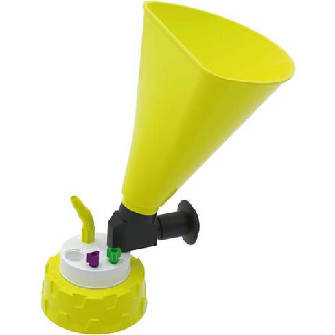 Bouchon S60 de récupération de déchets avec 1 entonnoir à poignée 1 raccord GL14, 1 raccord olive