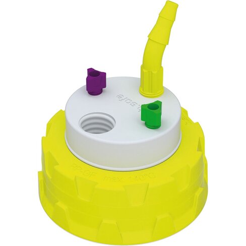 Bouchon S60 de récupération de déchets avec 1 raccord GL14, 1 raccord olive et 2 Raccord capillaire