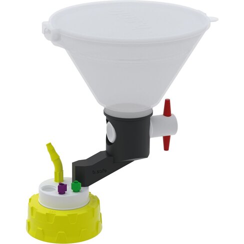 Bouchon S60 de récupération de déchets avec 1 entonnoir à robinet 1 raccord GL14, 1 raccord olive