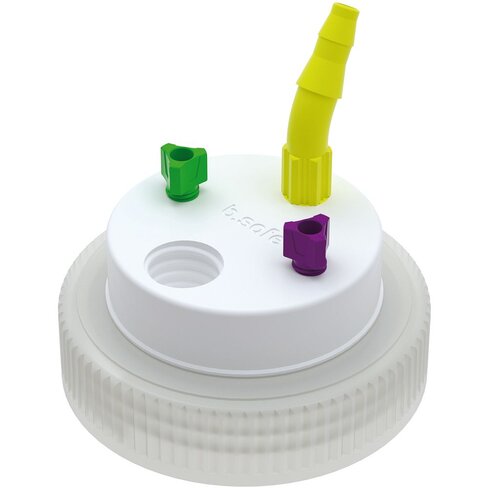 Bouchon B63 de récupération de déchets avec 1 raccord GL14, 1 raccord olive et 2 Raccord capillaire