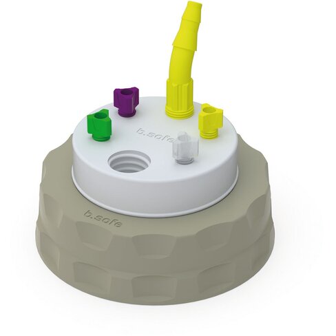 Bouchon S70 de récupération de déchets avec 1 raccord GL14, 1 raccord olive et 4 Raccord capillaire