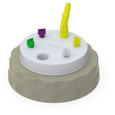 Bouchon S90 de récupération de déchets avec 1 raccord GL14, 1 raccord olive et 4 Raccord capillaire