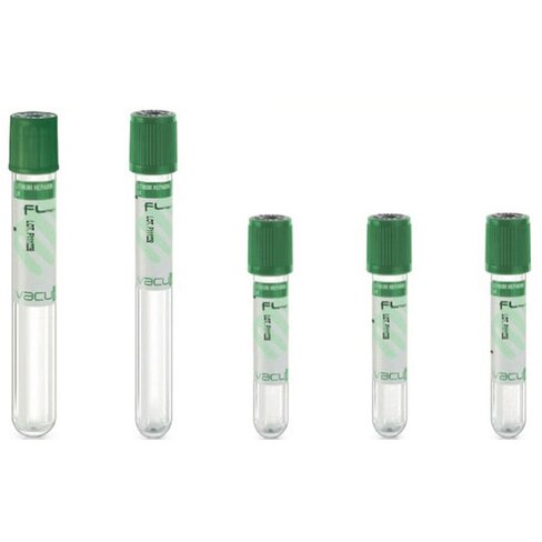 Tube stérile Vacumed Plus avec Héparine de lithium étiquette transparente bouchon vert foncé 2 ml x 100
